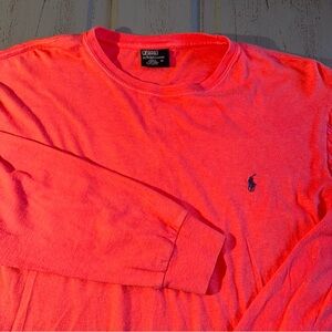 Ralph Lauren Polo VTG Salmon Red Pink Long Sleeve Crewneck T Shirt Small Cotton